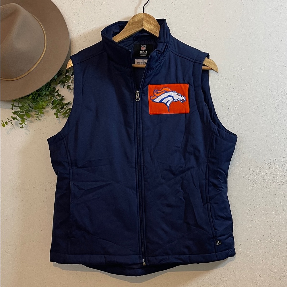 NFL Team Apparel Denver Broncos Football Navy Blue Sleeveless Vest Women’s Sz XL
